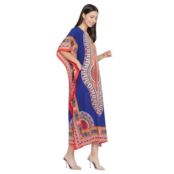 Plus Size Dress Caftan Polyester Dashiki Long Maxi - Picture 5 of 9